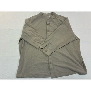 KS Island Mens 4XL Henley‎ Shirt Gray 100% Cotton Long Sleeve Casual Big & Tall